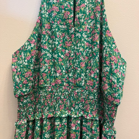 She + Sky Green Floral Maxi Dress Ruffles Wedding Vacation - Picture 8 of 11